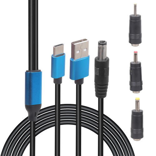 Triple Adapters Charging Cable USB To Type C 5.5x2.5mm For-2m 2