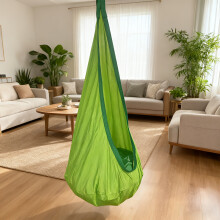 (Bright Green) Heavy-Duty Hanging Hammock Chair with Inflatable Pillow & Pocket - 176 Lbs Capacity, 4-Color Options