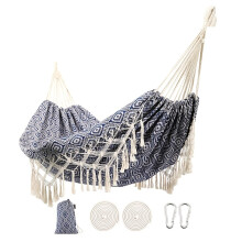 [Bohemian Plaid Hammock] New Bohemian Style Plaid Double Hammock with Tassels, Without Battery