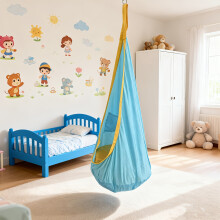 (Light Blue) Heavy-Duty Hanging Hammock Chair with Inflatable Pillow & Pocket - 176 Lbs Capacity, 4-Color Options