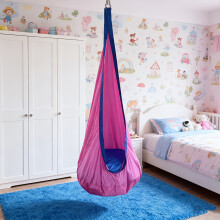 (pink color) Heavy-Duty Hanging Hammock Chair with Inflatable Pillow & Pocket - 176 Lbs Capacity, 4-Color Options