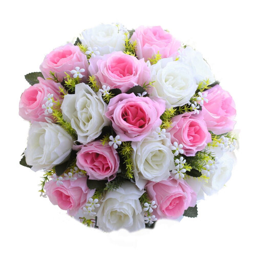 Bouquet di rose artificiali in seta, 18 teste 1