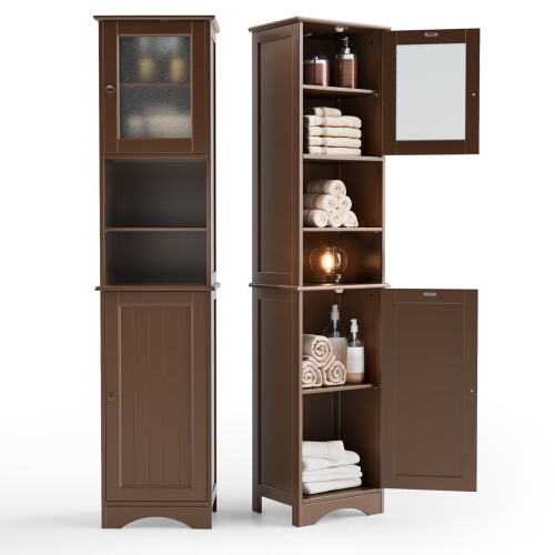 Mobiletto da bagno bianco, stretto e alto 1