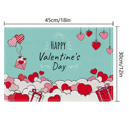 Sets de table Saint-Valentin motif cœur lavables 45,7 x 30,5 cm 2