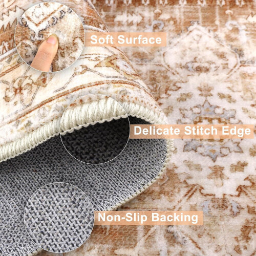 Boho Kitchen Rug Set of 3 – Polyester, Non-Slip, Low Pile 1