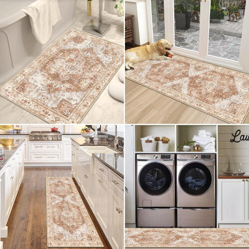 Boho Kitchen Rug Set of 3 – Polyester, Non-Slip, Low Pile 2
