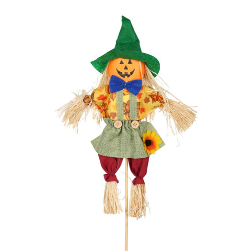 Halloween-Vogelscheuchen-Dekoration aus Stoff und Stroh