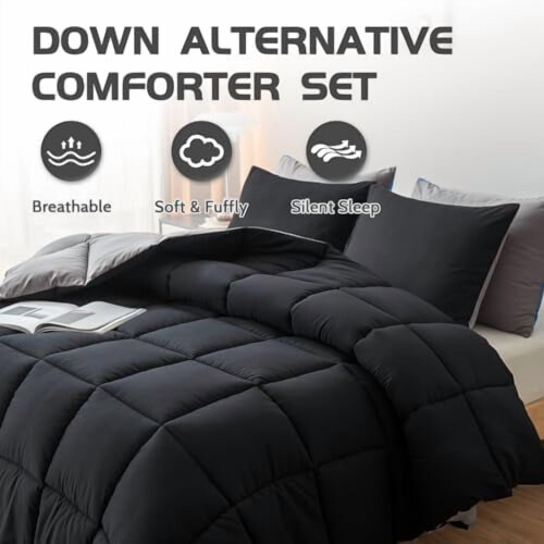 Lavendelkleurige polyester dekbedset (queensize, 3-delig) 1