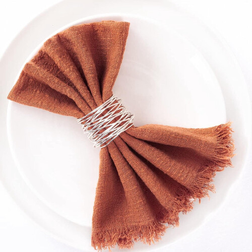 Serviettes en coton faites main avec franges, lot de 8 2