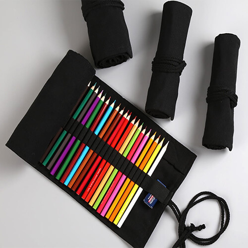 Canvas Roll-Up Pencil Case with 12–72 Slots 1