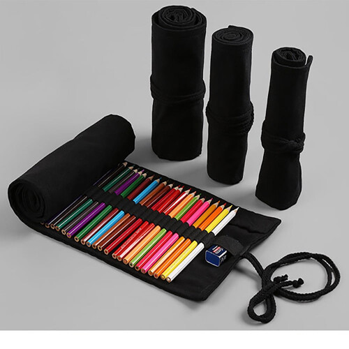 Canvas Roll-Up Pencil Case with 12–72 Slots 2