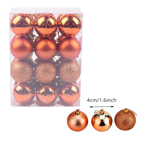 24pcs Clear Glitter Christmas Baubles 40mm 2