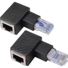 stuks 90 graden Ethernet-adapters met RJ45-stekker (rechts en links) en afgeschermde netwerkpatchverbinding, geschikt voor Cat5 en Cat6-kabels.