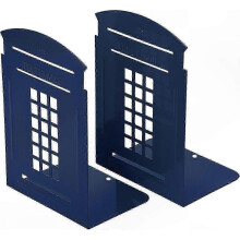 Heavy Non-Skid Bookends with Telephone Booth Design compatible with Office and Library Shelves Decor