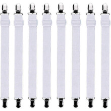 8 pieces (60cm to 200cm) adjustable fitted sheet bed sheet carrier, holder holder, suitable compatible with all beds and mattresses, white