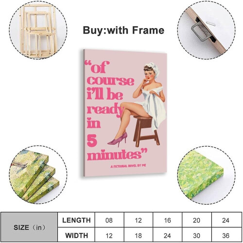 Poster vintage roz cu tematică Pin-Up 1