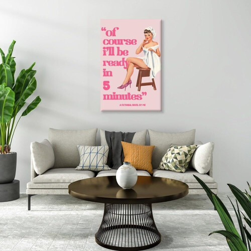 Poster vintage roz cu tematică Pin-Up 2