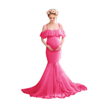 Fashionable Pregnancy Gown Soft Textile And Loose-plum red M