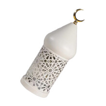 Elegant Moroccan White Cut Iron LED Lantern With Traditional-M