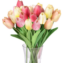 10 künstliche Tulpen in realistischer Haptik, rosa, gelb, weiß, rot