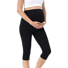Casual Maternity Cropped Pants Adjustable Waistband-Black M