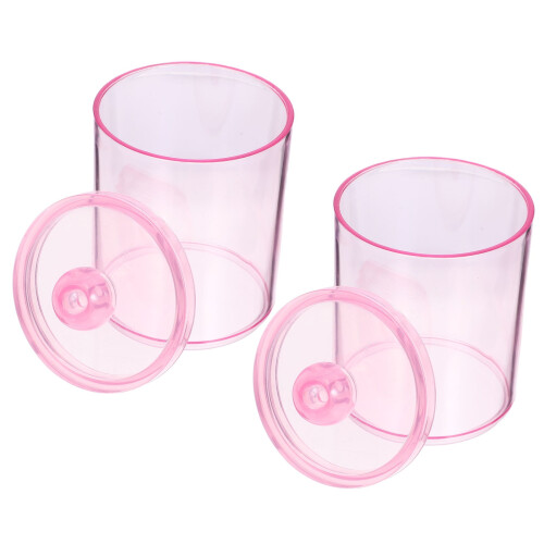 Bomullspinnedispenserbox – Transparent, bred öppning, 2 st 2