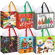 Ekstra store julegaveposer med snor (16,5 x 13 x 6,3)