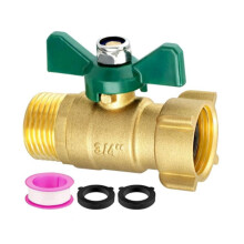 Butterfly Valve US Standard Heavy-Duty Brass 3/4 Inch NPT Male Female Thread Two Piece Manual High Flow Straight Through Water Valve