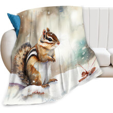 Koc flanelowy z wiewiórką chipmunk 50x60 cali