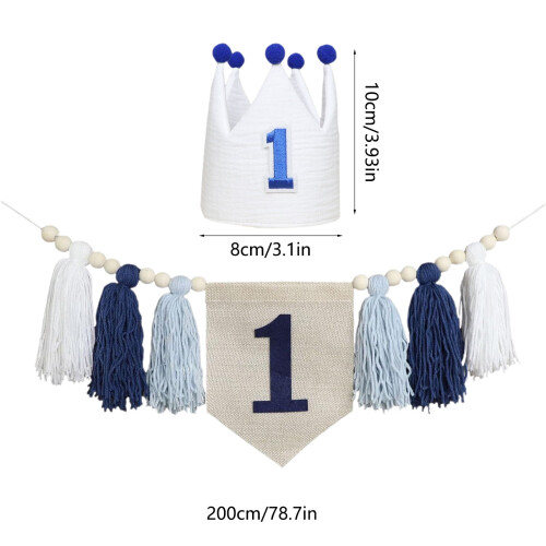 Conjunto de banner com borla para decoração de cadeirão de bebê com tecido. 2