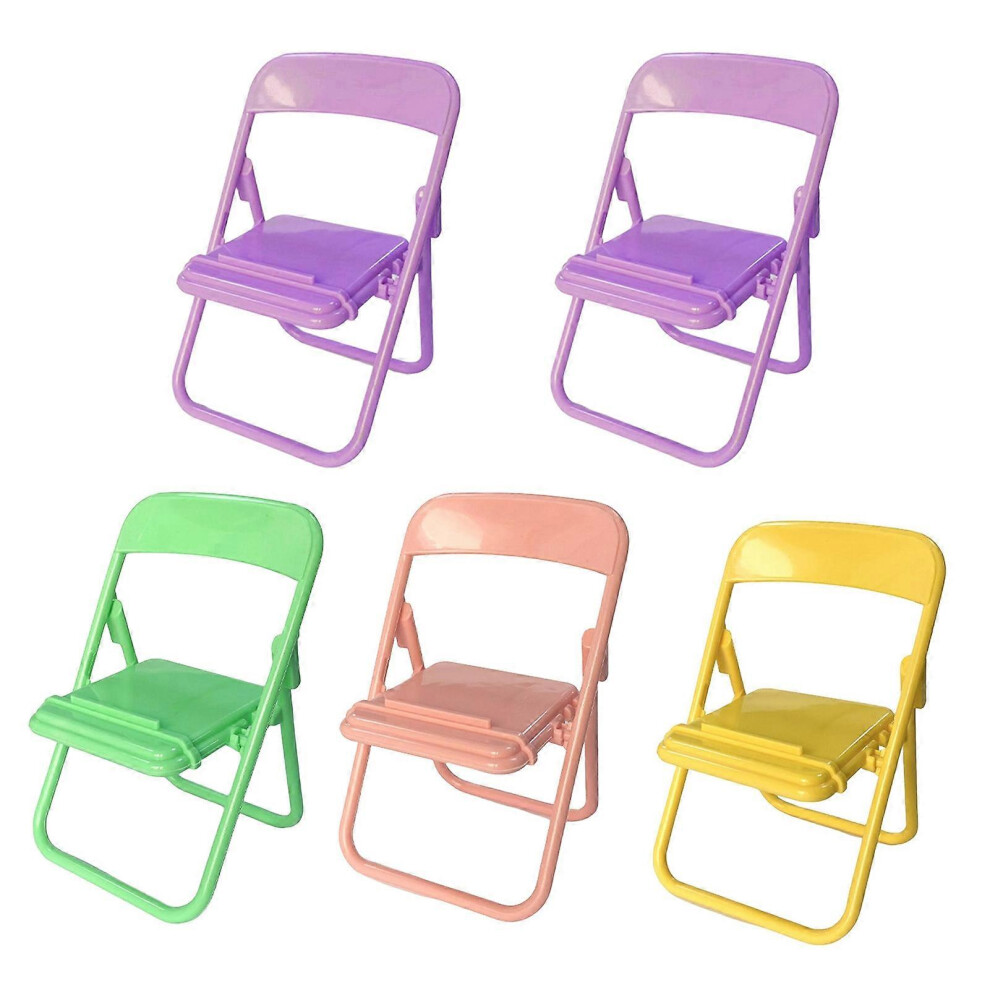 5Pcs Foldable Chair Phone Stand Mini Desktop Holder For Students Cute Plastic Small Back Chair For Smartphones Dormitory Desk Organizer 4286179267222