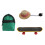 Skateboard Tiny Schoolbag Straw Hat for Pet Puppets-Green 1