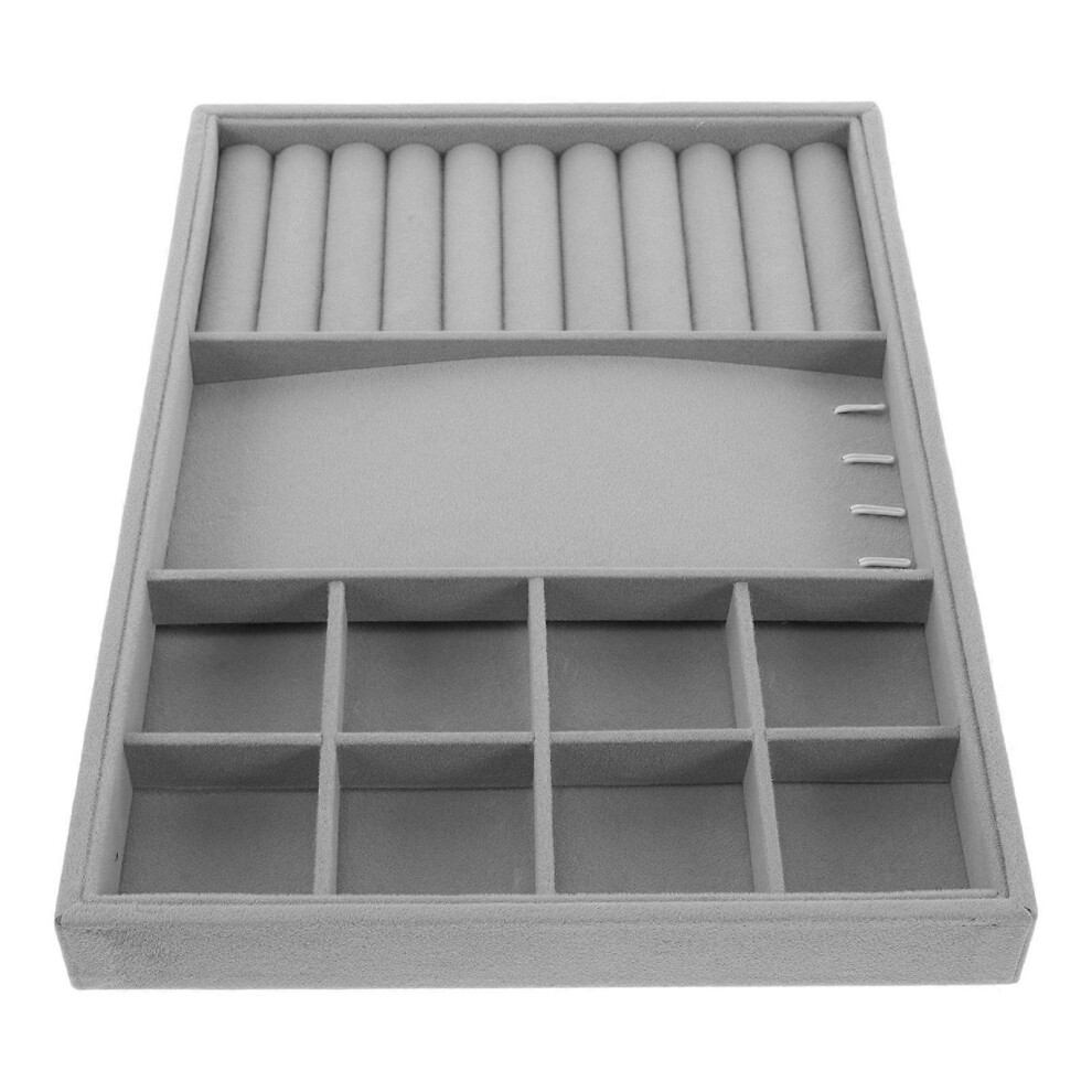 Grey Jewellery Organisers For Drawers Flocked Cloth Stackable Storage For Women 1Pack