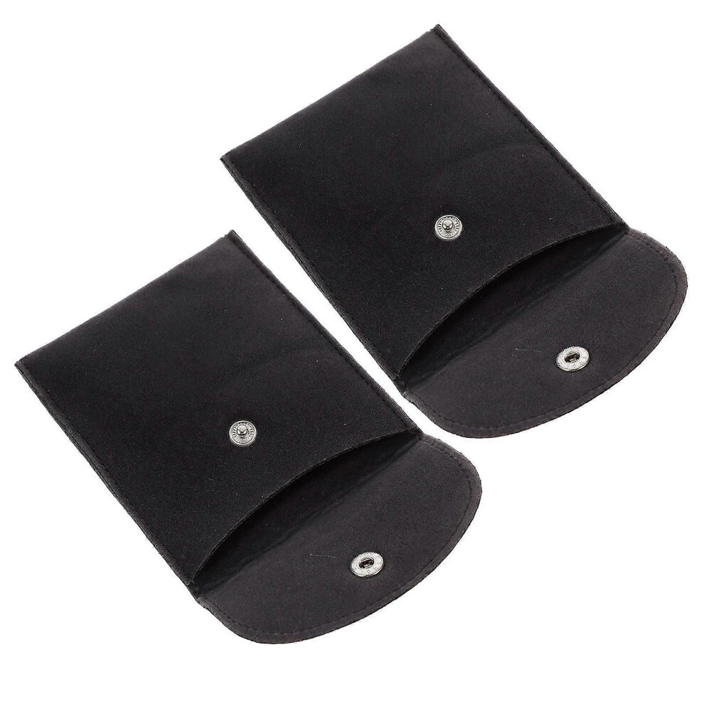 Snap Jewelry Pouch for Watch Bracelet Ring Necklace Storage 2Pcs Black Cloth