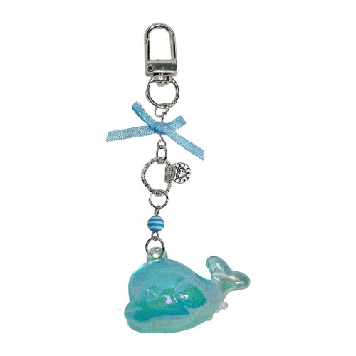 Adorable Resin Whale Keychain Featuring Multicolor Beads Stylish Accessory Multicolor