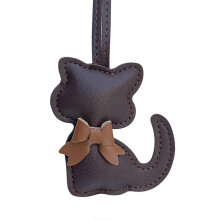 Modischer PU-Schlüsselanhänger mit Schleife und Katzenmotiv, passend für Handtaschen, Schlüssel und Rucksäcke, stilvoller Taschenanhänger.