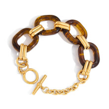 Bracelet minimaliste bicolore à fermoir OT en résine, bijou cadeau compatible avec elle ou lui, multicolore