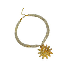 Elegant Nature Inspired Necklace With Textured Mesh Chain Artistic Design Knitted Cable Neckchain compatible with Special Occasions Multicolor