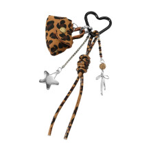 Customizable Retro Keychain With Leopard Bowknot Accent Zinc Alloy Construction Pendant compatible with Daily Organization Multicolor