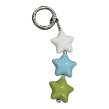 Elegante llavero transparente con forma de estrella, adorno portátil para equipaje, multicolor.