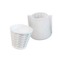 Silikonform in Korbgeflechtform, kompatibel mit Zementharz, zum Gießen von Kerzenbechern und zur Herstellung dekorativer Wohnaccessoires