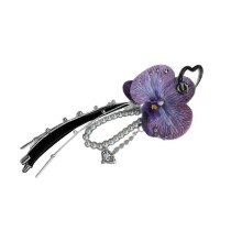 Llavero de Phalaenopsis hecho a mano con detalle de cuentas, ligero, para bolso o mochila, adorno colgante compatible con el uso diario.