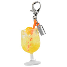 Llavero de moda para vaso pequeño, compatible con copa, con un bonito dije de fruta y un accesorio para bálsamo labial.