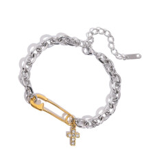 Bracelet de poignet à breloque trombone multicolore avec pendentif crucifix et design ajustable