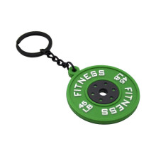 Llavero para entusiastas del gimnasio con forma de mancuerna de goma y cadena metálica, de 20 kg (45 lb), con diseño de pesa rusa simulada.