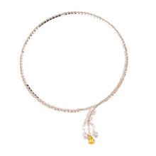Modieuze Boheemse stijl kristallen blad hanger ketting verguld choker ketting sieraden cadeau geschikt voor dameskleding