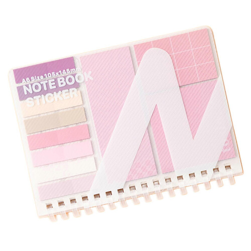 Multifunctional Adhesive Note and Lined Notebook Set Portable Writing Notepad with Colorful Adhesive Index Label Sticker Multicolor