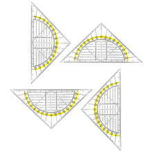 Klarer Winkelmesser mit 180-Grad-Winkelmesser, kompatibel mit Schülerzeichnungen, Zeichen- und Mathematikübungen