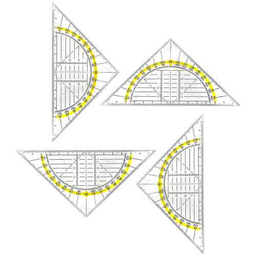 Clear Set Square with 180 Degrees Protractors Measuring Protractors compatible with Student Drafting Drawing Math Measuring T