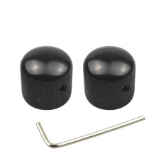 2 Stück Metall-Lautstärkeregler für Gitarren, Ersatz-Potentiometerknöpfe für E-Gitarre und Bass, Dome-Knöpfe mit Loch